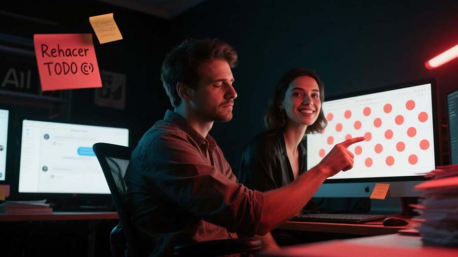 Paulina Dots ilustrando una conversación rota con IA