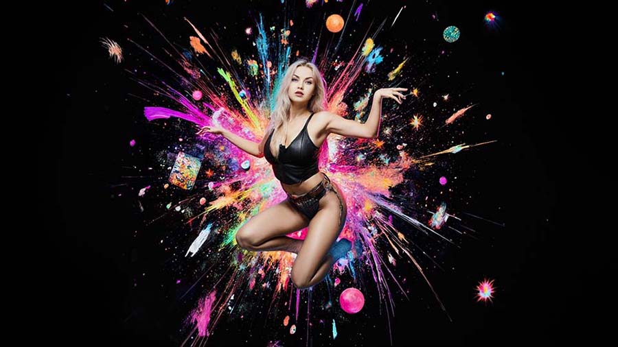 Paulina Dots creando sin permiso, rodeada de herramientas digitales y color