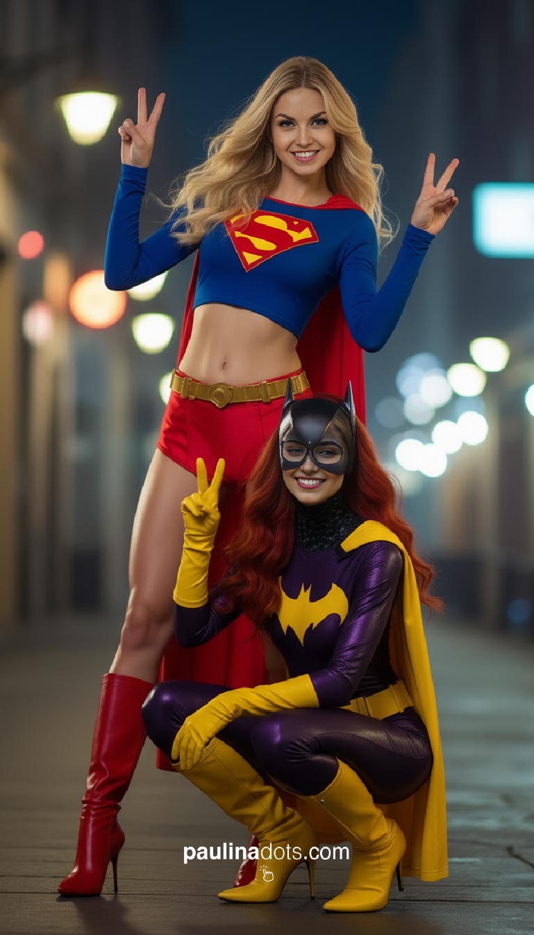 Paulina Dots Fan Art — SuperGirl & BatGirl en una noche urbana llena de energía, humor y complicidad heroica