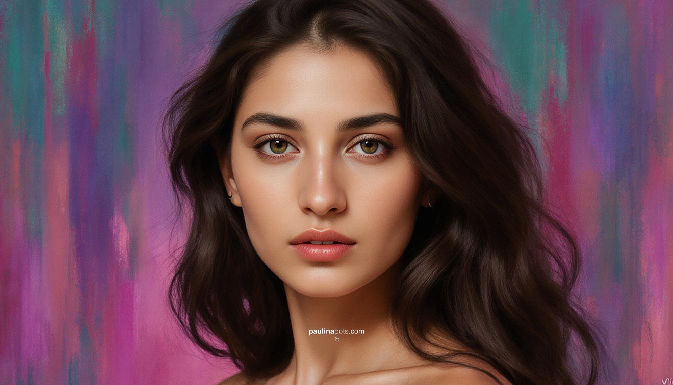 Retrato de Viktoria Dots con pieza escultórica tipo casco mecánico y materiales metálicos.