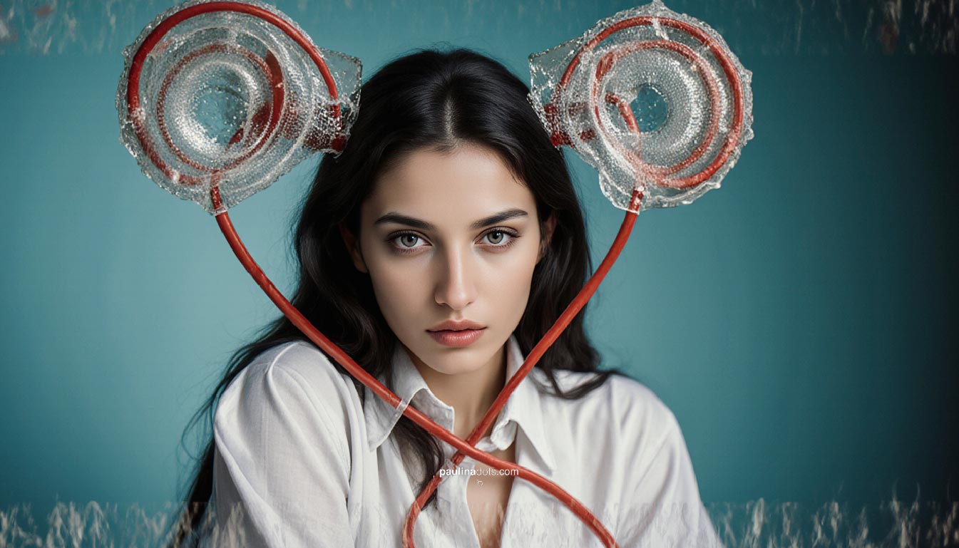 Retrato en estilo ilustración gráfica con gafas, formas geométricas y color como emoción.