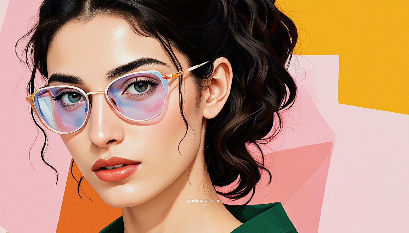 Retrato con dispositivos circulares y líneas curvas: metáfora de señal y conexión.