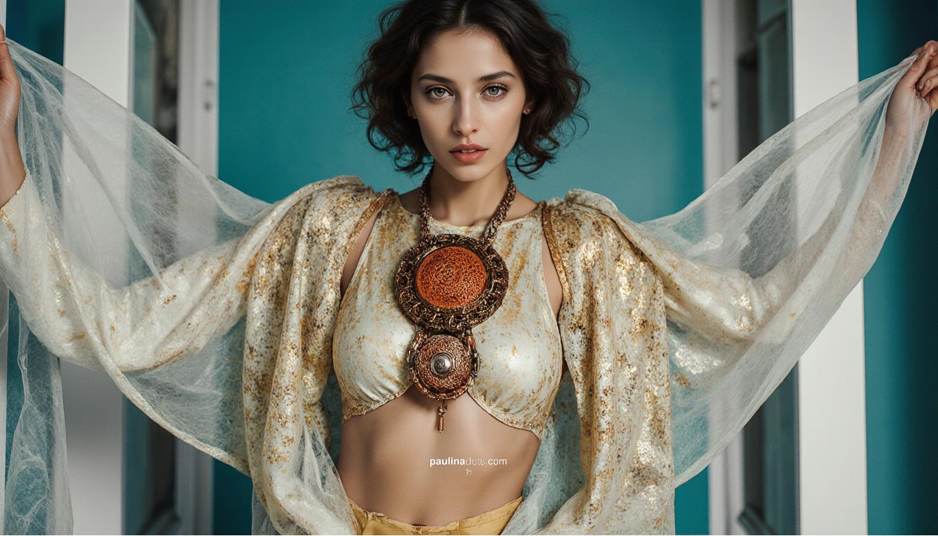 Retrato pop con gafas y paleta cálida.