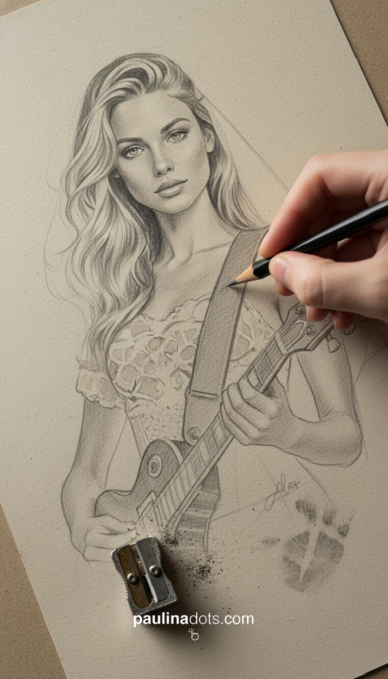 Estudio de figura y composición: boceto artístico como base del lenguaje visual final.