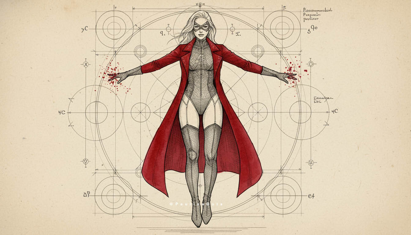 Representación gráfica y diagramática de Captain Dots en composición conceptual.