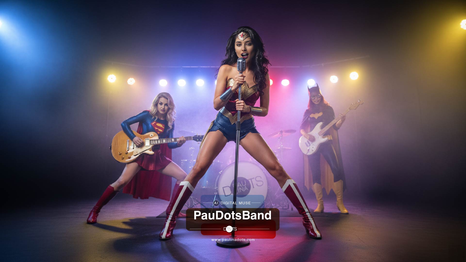 Victoria Dots leading vocals with microphone while PauDotsBand plays live